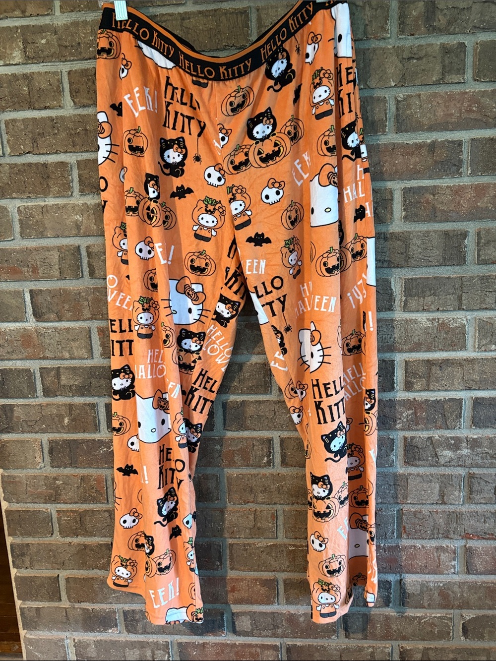 Hello Kitty Orange Halloween Print Pajama Pants